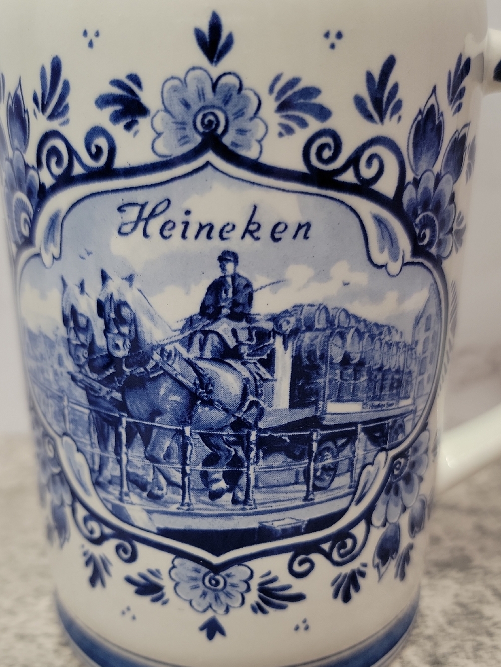 Vintage Heineken Blue Delft Ceramic Beer Stein Mug from Holland - Picture 3 of 14